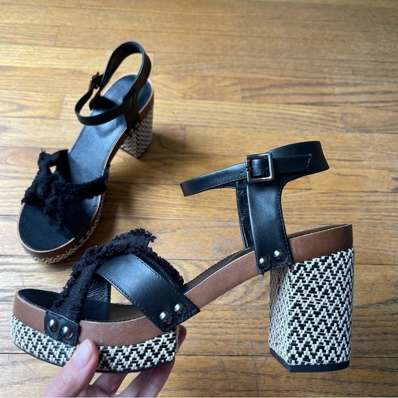 Kelsi Dagger Shoes - NEW Kelsi Dagger Brooklyn Florasv Tweed Platform Heel Wooden Boho Sz 11 NWOT